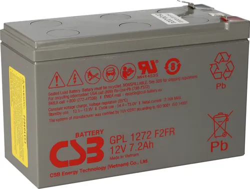 CSB Bleiakku GPL1272 F2-FR 12V 7,2Ah wartungsfrei - Batterien & Akkus - Hochleistungs-Bleiakku mit 5 Jahren Standby und ideal für Notstromversorgungen und Sicherheitsanlagen, wartungsfrei und robust.