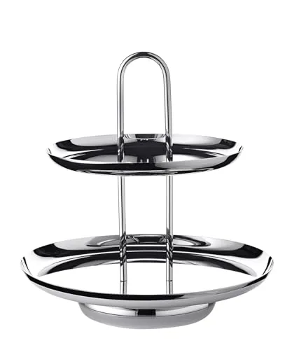 EDZARD Etagere Apus 28 cm - Edelstahl hochglanzpoliert - Tortenständer: Stilvolle 2-stöckige Etagere aus hochwertigem Edelstahl, ideal für die ansprechende Präsentation von Fingerfood und Snacks bei Feiern oder im Alltag.