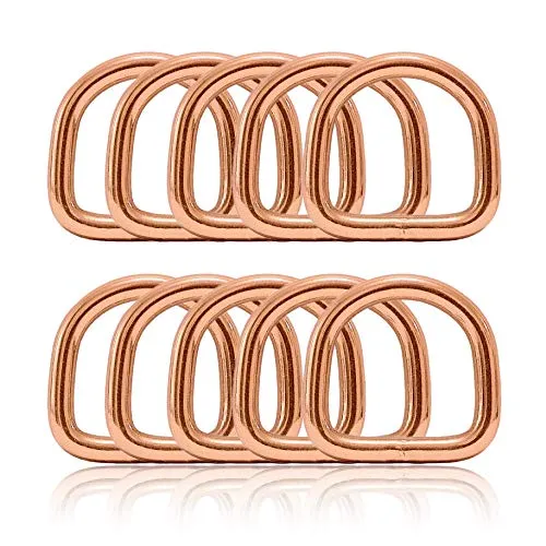 Ganzoo D - Ring aus Stahl, 10er Set, Innenmaß 21mm, Materialstärke 4mm, DIY Hunde-Halsband, nichtrostend, geschweißt, Ideal mit Paracord 550, Farbe Rose-Gold