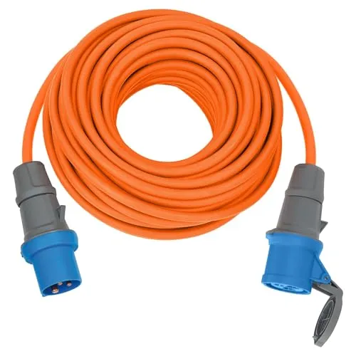 Brennenstuhl 1167650625 Strom Verlängerungskabel 16 A Orange 25.00 m - Kabel & Leitungen: Hochwertiges Camping-Verlängerungskabel in Signalfarbe, ideal für den Freien und mit Spritzwasserschutz für maximale Sicherheit.