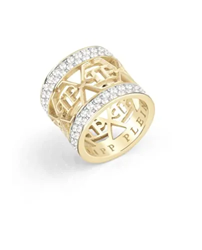 Philipp Plein Damen Ring Edelstahl Bicolor 3D Skull PP Logo PJ3AA10R, Ringgröße:54 (17.2 mm Ø)