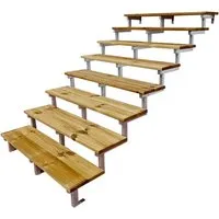 Vinuovo Außentreppe Stahl Oslo 8 Treppenstufen Holz 140cm