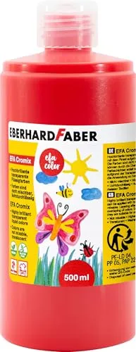 EBERHARD FABER 574921 - Transparentmalfarbe EFA Cromix rot, 500 ml, nicht mischbare Bastelfarbe für Kinder