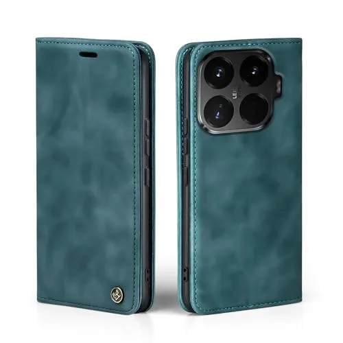 LBH Handyhülle für Xiaomi 15T Pro in Petrol Blau mit Karten- und Geldfach Smartphone Hülle mit Standfunktion Flip Case Schutzhülle Magnetverschluss Vintage