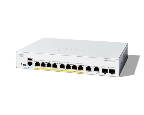Cisco Catalyst 1300-8FP-2G Switch - Managed Switch mit 8x 1GbE und 2x Combo Ports, ideal für anspruchsvolle Netzwerke mit hoher Verfügbarkeit und Flexibilität.