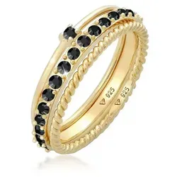 Elli Ring Damen Stapel Set Elegant Solitär Gedreht mit Kristallen - Ringe für Damen, gefertigt aus hochwertigem 925 Sterling Silber, veredelt mit Glaskristallen und ideal als stilvolles Geschenk für besondere Anlässe.