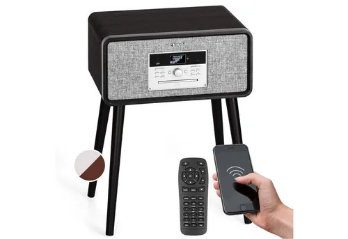 Auna Plattenspieler mit Lautsprecher, CD Player & USB - Plattenspieler im Retro-Design mit Bluetooth und DAB+/FM Radio, bietet vielseitige Musikoptionen und hervorragenden Stereoklang für unvergessliche Hörmomente.