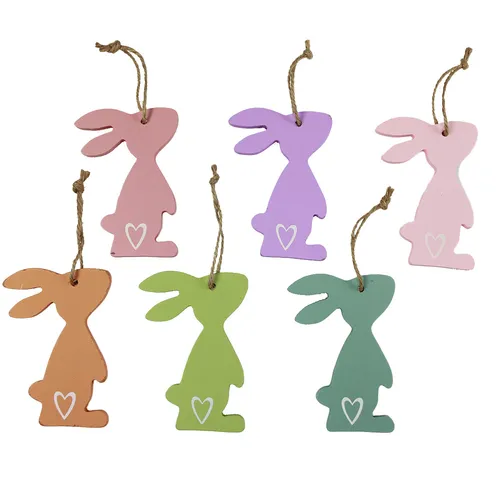 Osterhasen Deko Hängedeko Holz Pastell 10cm 10St - Frühlingshafte