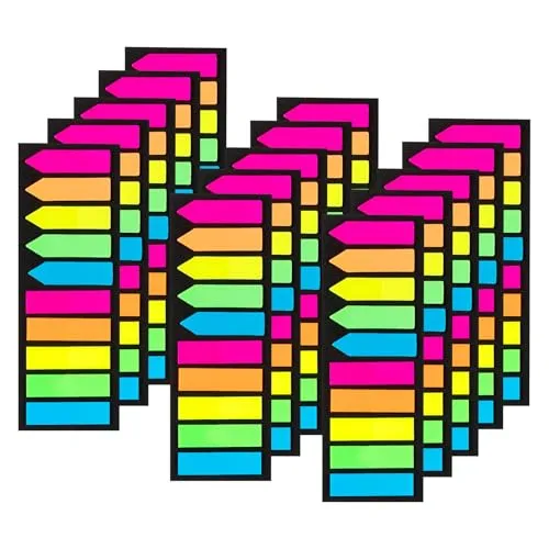 Stück Seitenmarker Selbstklebend, 5 Farben Haftstreifen, Transparent PET Kleine Klebezettel, Sticky Notes in 2 Designs, Page Marker zum Markieren und Hervorheben von Seiten 3000