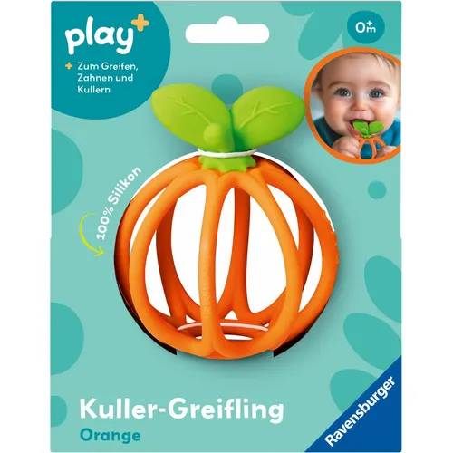 Ravensburger Play+ Kuller-Greifling: Orange - Zahnungshilfe, Silikon Baby-Spielzeug ab 0 Mona (12.034.042)