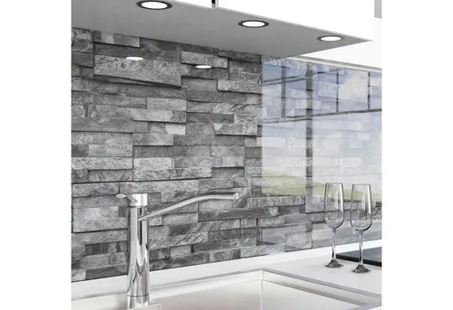 danario Küchenrückwand Folie selbstklebend, Glasoptik, Spritzschutz Küche, ablösbar - 0,8 mm