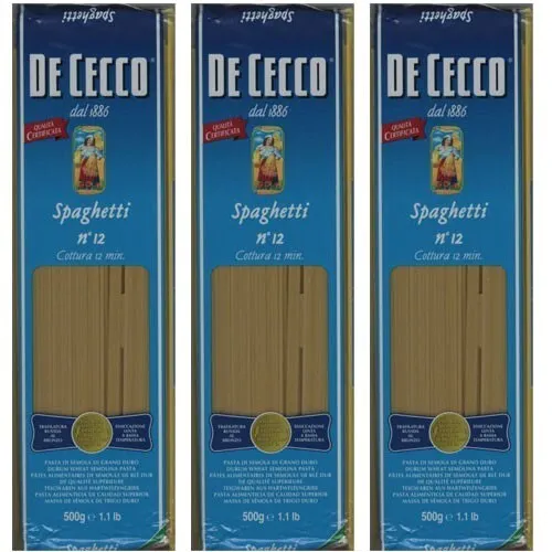 De Cecco Spaghetti n.12 - 3x 500 g - Nudeln & Pasta, traditionelle italienische Spaghetti für authentischen Genuss und perfekte Konsistenz beim Kochen.