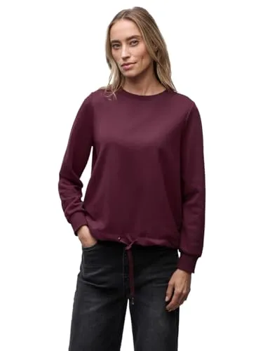 Street One Damen Rundhals Sweatshirt 3015691, Noble Red, Größe 38 - Pullover für Damen, aus softer Sweatqualität mit Tunnelzug am Saum für einen individuellen Look und hohen Tragekomfort.