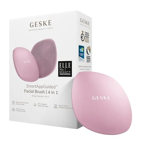 GESKE | SmartAppGuided™ Facial Brush 4 in 1 | Gesichtsreinigungsbürste | Weiche Bürste aus Silikon | professionelle Gesichtsreinigung | Gesichtsreinigungsgerät | Hautreinigung