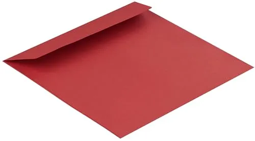 Stück, Farbige Briefumschläge, 220 x 220 mm, Haftklebung mit Abziehstreifen, Gerade Klappe, 120 g/qm Colorista, Ohne Fenster, Rot, Blanke Briefhüllen 50