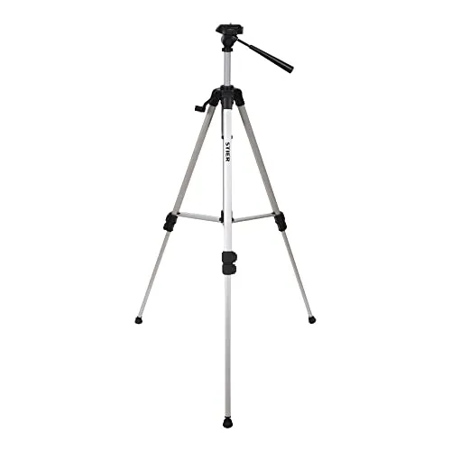 STIER Stativ 160 - Leichtes Aluminium-Stativ mit verstellbarer Höhe von 57 bis 161 cm, ideal für präzise Ausrichtung dank 360° Dreh- und Neigungsfunktion. Perfekt für Handwerk und Industrie.