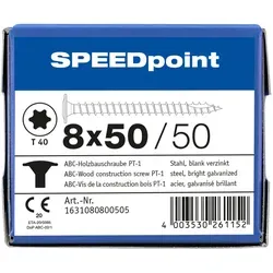 SPAX SPEEDpoint Holzbauschraube Tellerkopf T40 Vollgewinde Schabenut A2J 8x50mm (50)