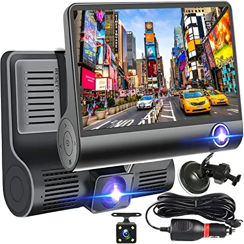 Dashcam Auto mit Rückfahrkamera - Full HD 1080p DVR mit 4 Zoll Display - Dashcams, Mini-FHD-Rückfahrkamera mit G-Sensor und 170° Weitwinkel, schützt vor Versicherungsbetrug und dokumentiert jede Fahrt.