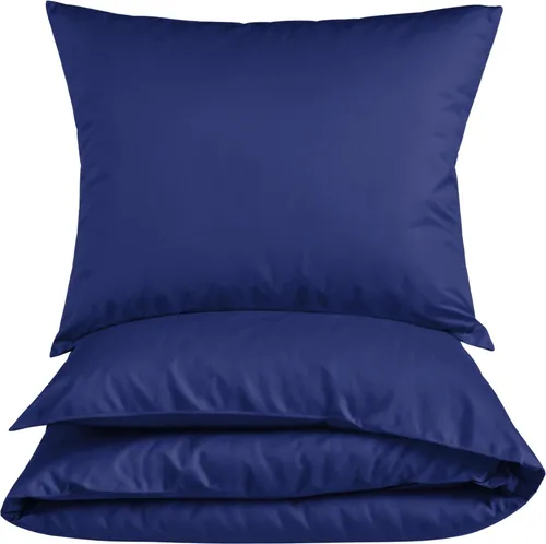 Mikrofaser Bettwäsche 135x200 cm - Uni Navy - Klassische und moderne Bettwäsche aus 100% Polyester, leicht und weich mit edlem Glanz. Ideal für ein stilvolles Schlafzimmer.