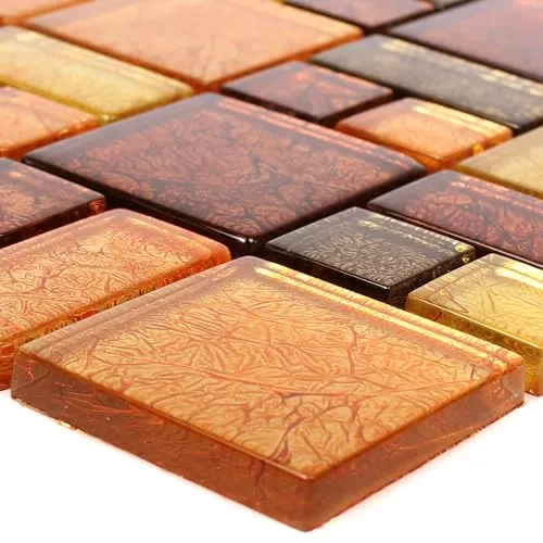 Glas Mosaikfliese Curlew Gelb Orange 2 Mix Effekt Bad Küchenfliese Dusche Wand