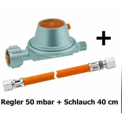 Druckregler für Caravan / Wohnmobil 50 mbar + Schlauch 40 cm, Gas Wohnwagen 2026