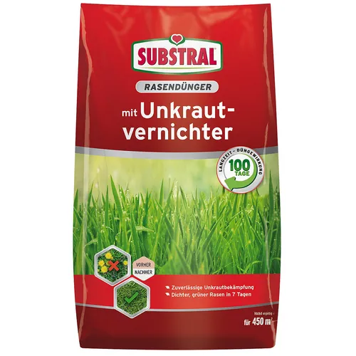 Substral Rasendünger mit Unkrautvernichter - 2in1, 9 kg, für 450 m²