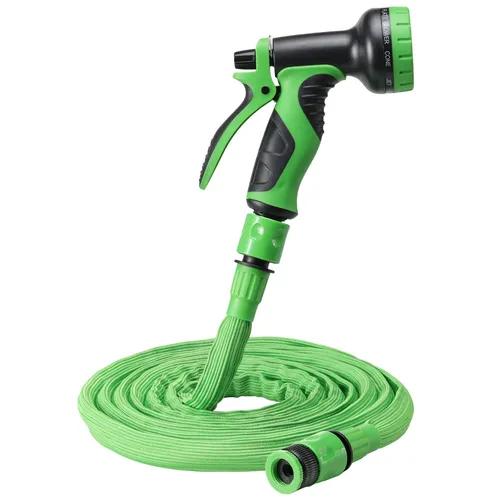 Navaris Flexibler Gartenschlauch 3,75-7,5m - 10 Funktionen Brause - Gartenschlauch mit 10 Sprühbildern und Schnelladaptern, dehnbar und leicht zu verstauen. Ideal für die Bewässerung von Pflanzen, Blumen und Rasen.