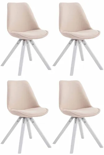 CLP 4er Set Esszimmer-Stuhl Toulouse Stoff Square in beige von CLP