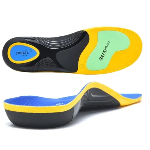 GemChve Orthopädische Einlegesohlen für Herren & Damen,Plantarfasziitis Schuheinlagen für Fersensporn,Fußschmerz,Plattfuß,Geeignet für Sport und Arbeitsschuhe Yellow 45-47 EU