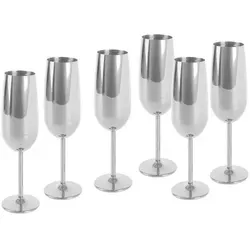 Echtwerk Champagnerglas, silberfarben, 6er Set - Elegantes 6er Set bruchsicherer Champagnergläser aus lebensmittelechtem Edelstahl. Ideal für Picknicks, Partys oder den Alltag – geschmacksneutral und stilvoll für jeden Anlass.