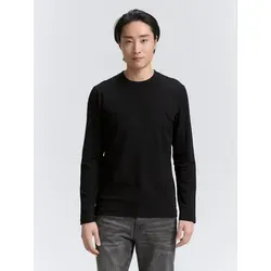 TOM TAILOR Langarmshirt schwarz XXL (56/58) - Herren-Shirt aus 95% Baumwolle, angenehm zu tragen und pflegeleicht, perfekt für lässige Outfits.