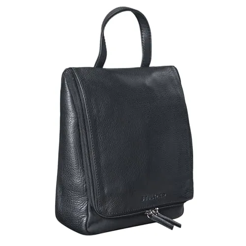 STILORD 'Lewi' Kulturbeutel zum Aufhängen aus Leder - Kulturtasche zum Aufhängen aus hochwertigem Vollnarbenleder: ideal für mehr Übersicht auf Reisen mit vielen Fächern und praktischem Henkel sowie Haken. Perfekt für Herren und Damen!