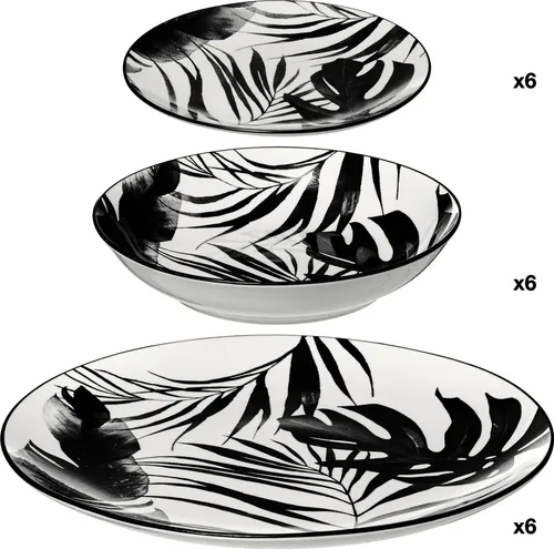 Geschirr-Set PALME, 18-teilig in schwarz von Secret de gourmet