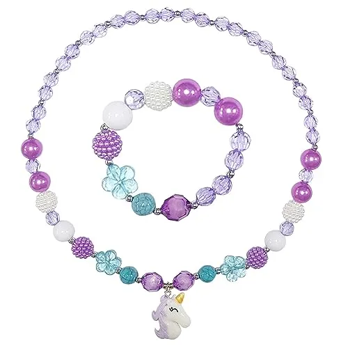 DkakoJew Einhorn Schmuck Set Mädchen: Einhorn Armband Set, Halskette, Armbänder, Mädchen Geburtstag Party Kostüm Zubehör, Geburtstag Geschenk, Weihnachtsgeschenke