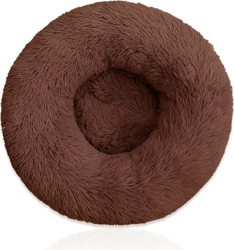 80cm Braun Plüsch Donut Hundebett Katzenbett Kuschelbett Hundekorb Hundekissen Kissen rund Haustierbett Bett