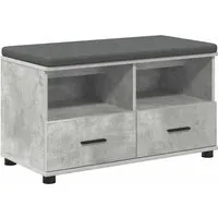 vidaXL Flurbank mit Kissen und Schubladen in Betongrau 80 x 38 x 46 cm - Moderne Flurbank mit praktischem Stauraum und komfortablem Kissen. Ideal für Eingangsbereiche, passt sich verschiedenen Einrichtungsstilen an und bietet eine robuste Bauweise für den täglichen Gebrauch.