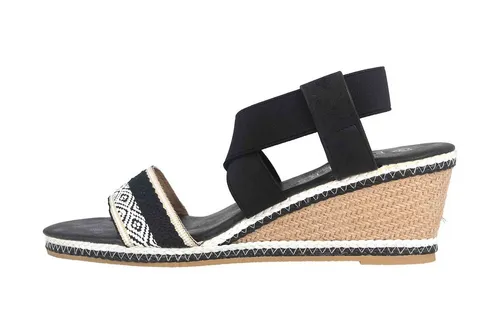 Fitters Footwear That Fits Damen Sandale Lika mit Bastkeil - Elegante Synthetik-Sandale mit 6 cm Keilabsatz, ideal für den Sommer. Bequem und stilvoll, perfekt für jeden Anlass. Erhältlich in Übergröße (43 EU) und in klassischem Schwarz.