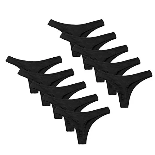 Calosy Baumwolle Comfy G-String Höschen (XL, 10 schwarz)