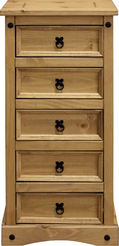Möbilia Hoch-Kommode | 5 Schubladen aus Kiefer-Holz