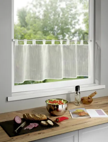 Sehlbach Schlaufenpanneau Strukturvoile uni weiß 140 x 48 cm