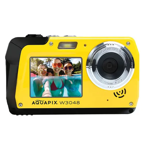 Aquapix W3048 Edge Unterwasserkamera - 48 MP, wasserfest bis 3 m, zwei Displays für perfekte Selfies und Videos bis 4K
