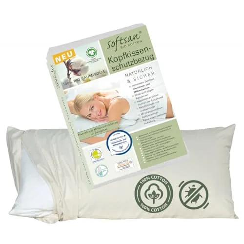 Softsan Kissen Encasing aus Bio Baumwolle | Anti Milben Schutzbezug | Weltneuheit | Viele Größen (50 x 70 cm)
