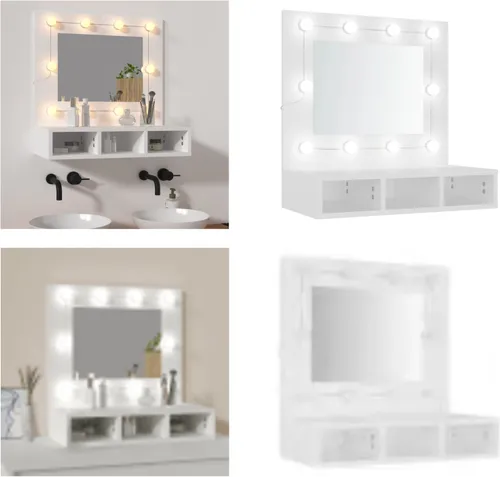 vidaXL Spiegelschrank mit LED Weiß 60x31,5x62 cm – Eleganter Wandspiegelschrank