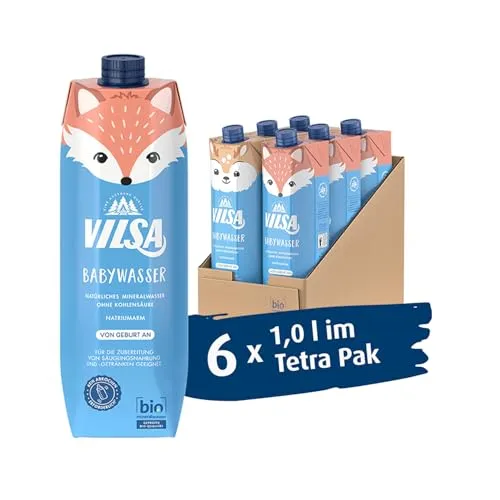 VILSA Babywasser Naturelle Bio, 6 x 1,00 l Tetra Pak von Vilsa
