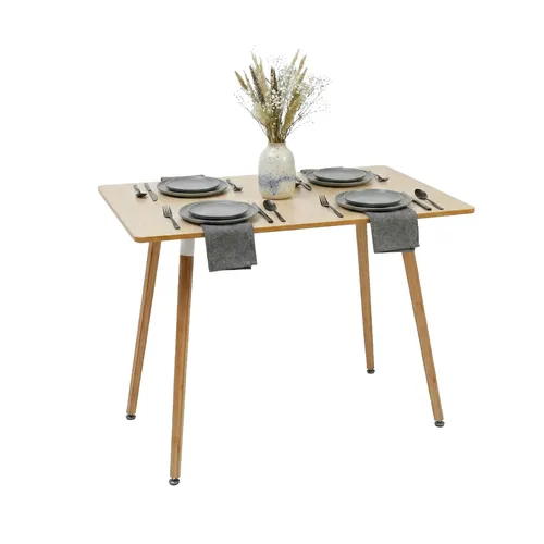 relaxdays Eckiger Esstisch mit Bambusbeinen - Hellbraun - Der eckige Esstisch vereint skandinavisches Design mit Funktionalität. Ideal für bis zu 4 Personen, bietet er eine pflegeleichte MDF-Oberfläche und stabile Bambusbeine, die deinem Essbereich eine einladende Atmosphäre verleihen.