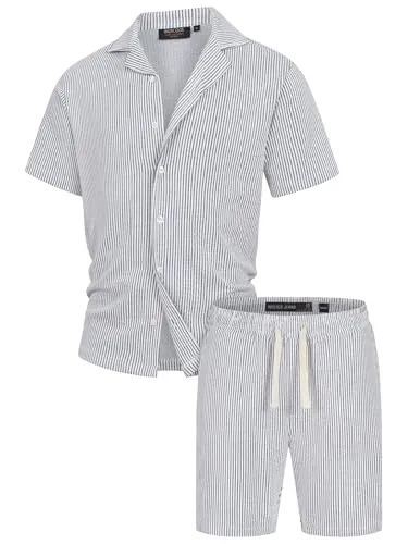 Indicode Herren INLino Set Shorts & Shirt Set | Bequemes Sweatshorts & T-Shirt Bundle - Hochwertiges Set aus atmungsaktiver Baumwollmischung für besten Tragekomfort an warmen Tagen. Ideal für lässige Freizeitlooks und pflegeleicht – perfekt für unterwegs. Regular Fit für optimale Passform.