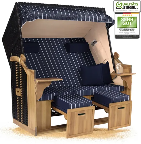 Strandkorb Hanse Ostsee XXL 2,5 Sitzer Volllieger schwarz von Strandkorb