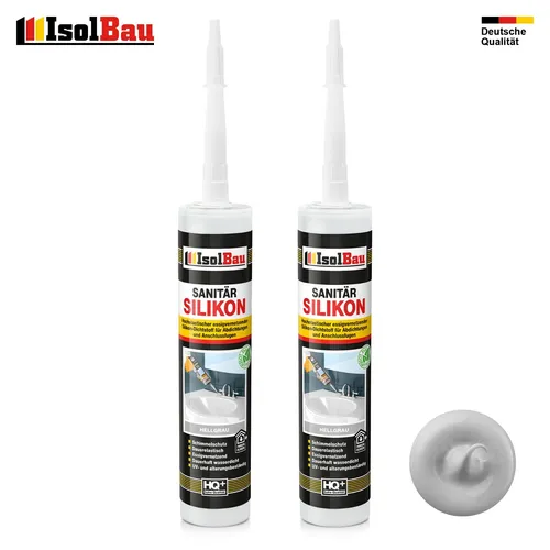 Sanitär Silikon Hellgrau 2 x 300 ml Küche Abdichten Kleben Dusche Dichtstoff