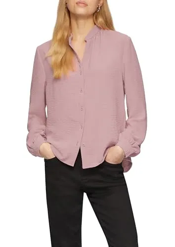 QS Durchgeknöpfte Bluse aus Crêpe in Altrosa (Gr. 42) - Damenblusen mit lockerem Fit aus leichtem Crêpe, perfekt für einen stylishen und bequemen Look. Vielseitig tragbar, ob offen oder geschlossen, ideal für jeden Anlass.