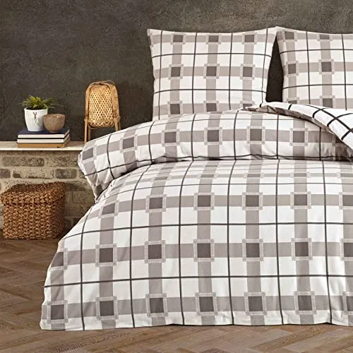 Style Heim Biber Bettwäsche 155x220 cm - Bettwäsche-Set aus 100% Baumwolle, flauschig und atmungsaktiv, ideal für kalte Winternächte. Inklusive Kissenbezug 80x80 cm, schadstofffrei und hautfreundlich.